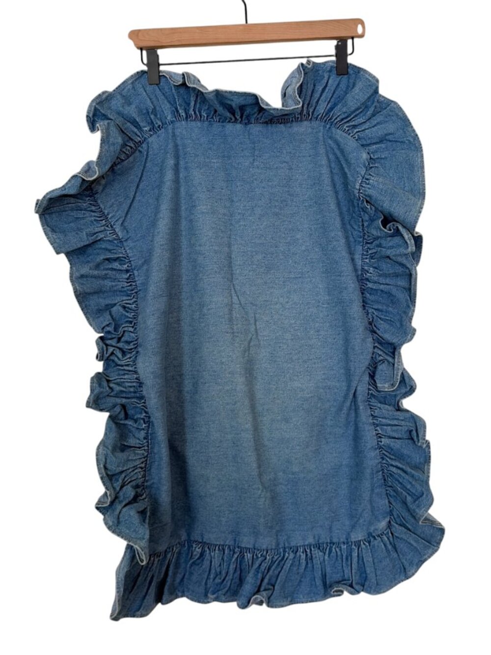 Vintage Ralph Lauren Flag Blue Denim Ruffled Standard Pillow Sham Case - Picture 5 of 6